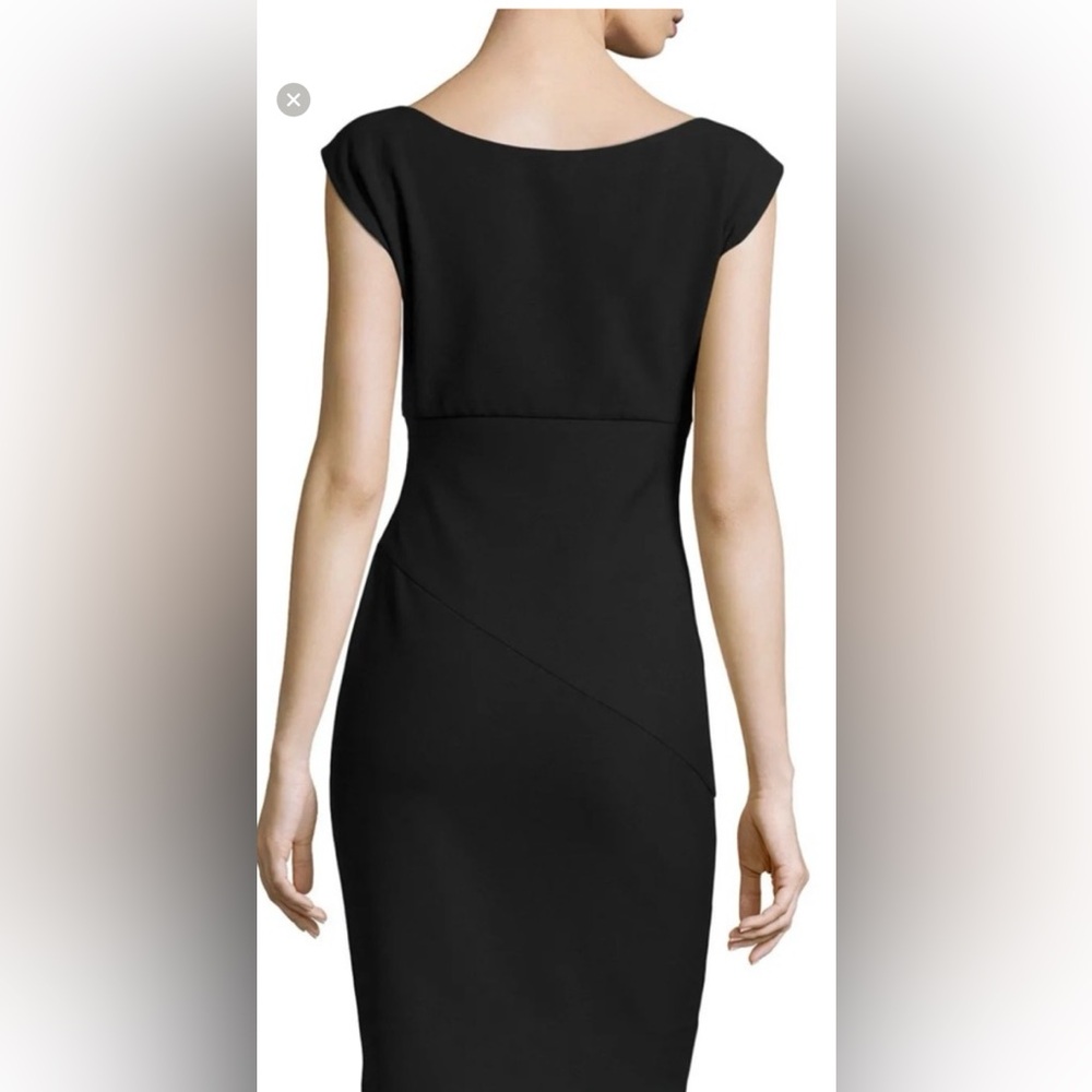 DVF Diane Von Furstenberg black Bevin ruched sheath dress sleeveless v-neck 6 - Picture 2 of 6